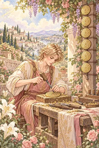 Eight of Pentacles tarot card